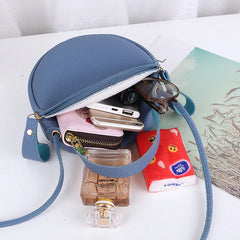 Round Handbags High PU Leather Women Crossbody Bags Small Fresh Flower Chain Sho