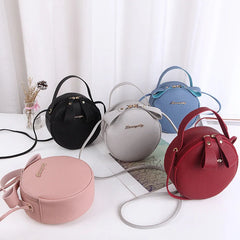 Round Handbags High PU Leather Women Crossbody Bags Small Fresh Flower Chain Sho