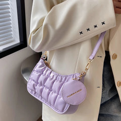 Ruched Handle Shoulder Bag Soft PU Leather Crossbody Bag