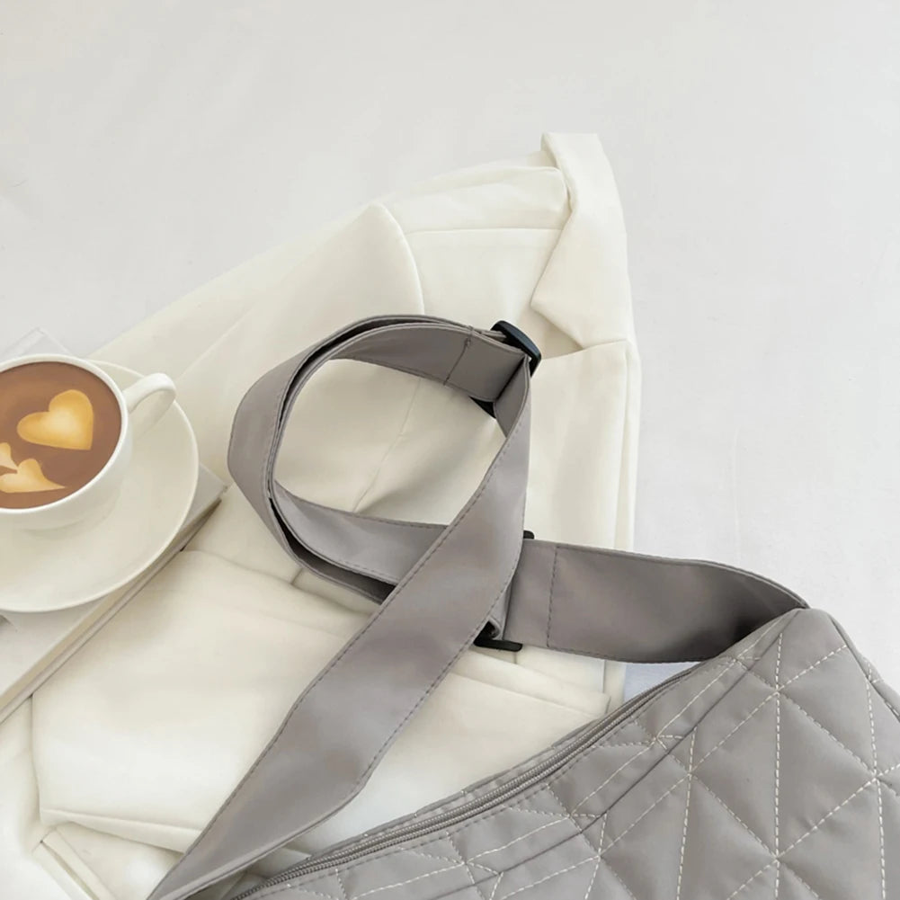 Cotton Padded Shoulder Bag Wide Belt for Travel Shopping