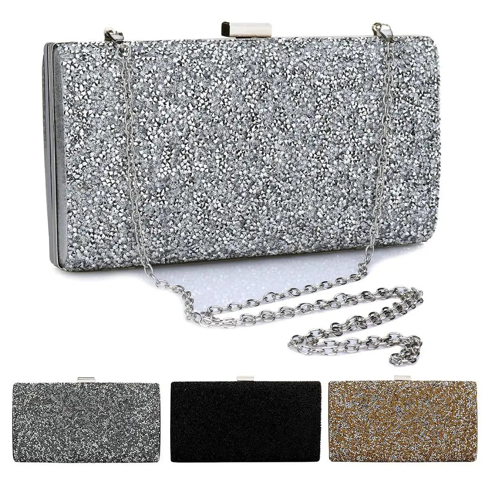 Sequin Evening Clutch Bag Party Wedding Box Bag Birthday Gift Shoulder Bag