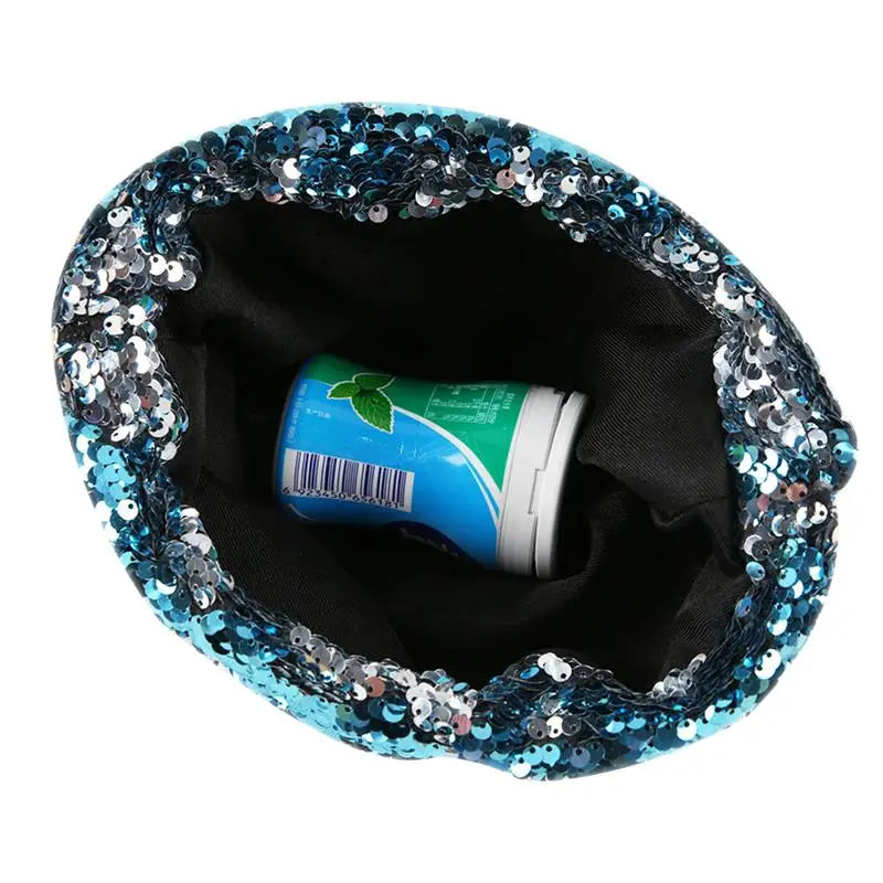 Sequin Mini Crossbody Bag Glitter Drawstring Evening Clutch Handbag