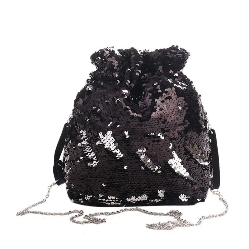 Sequin Mini Crossbody Bag Glitter Drawstring Evening Clutch Handbag