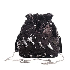 Sequin Mini Crossbody Bag Glitter Drawstring Evening Clutch Handbag