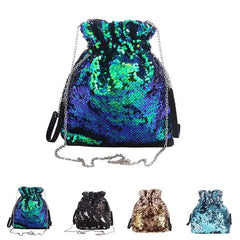 Sequin Mini Crossbody Bag Glitter Drawstring Evening Clutch Handbag