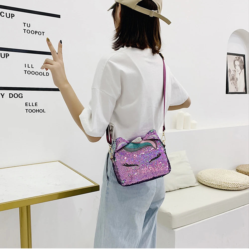 Sequin Unicorn Kid Bag Women Glitter Girl Cross body Bag