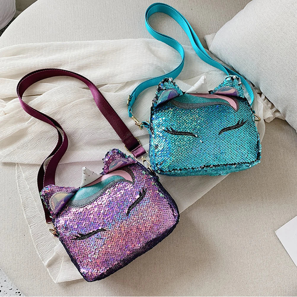 Sequin Unicorn Kid Bag Women Glitter Girl Cross body Bag