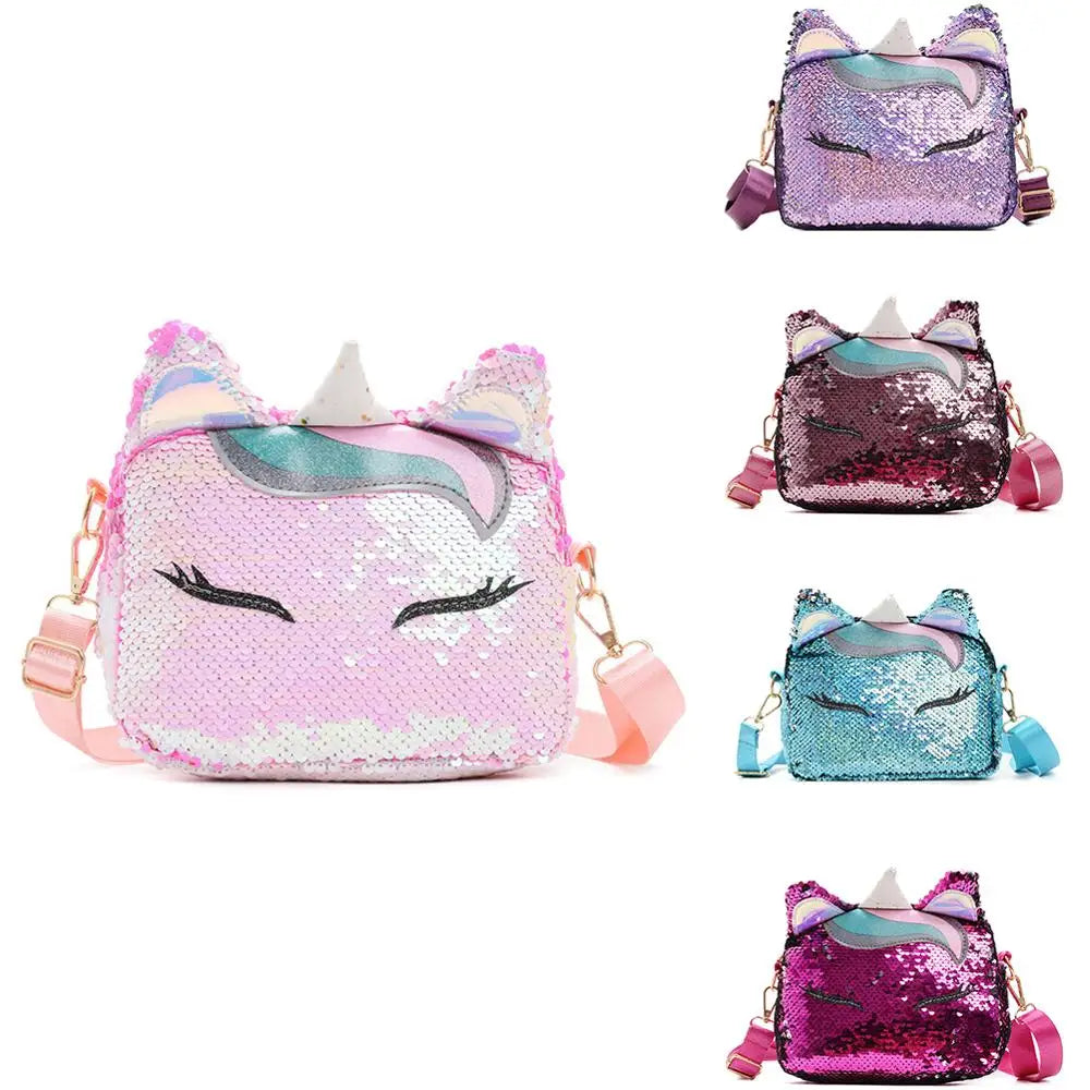 Sequin Unicorn Kid Bag Women Glitter Girl Cross body Bag