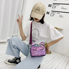 Sequin Unicorn Kid Bag Women Glitter Girl Cross body Bag