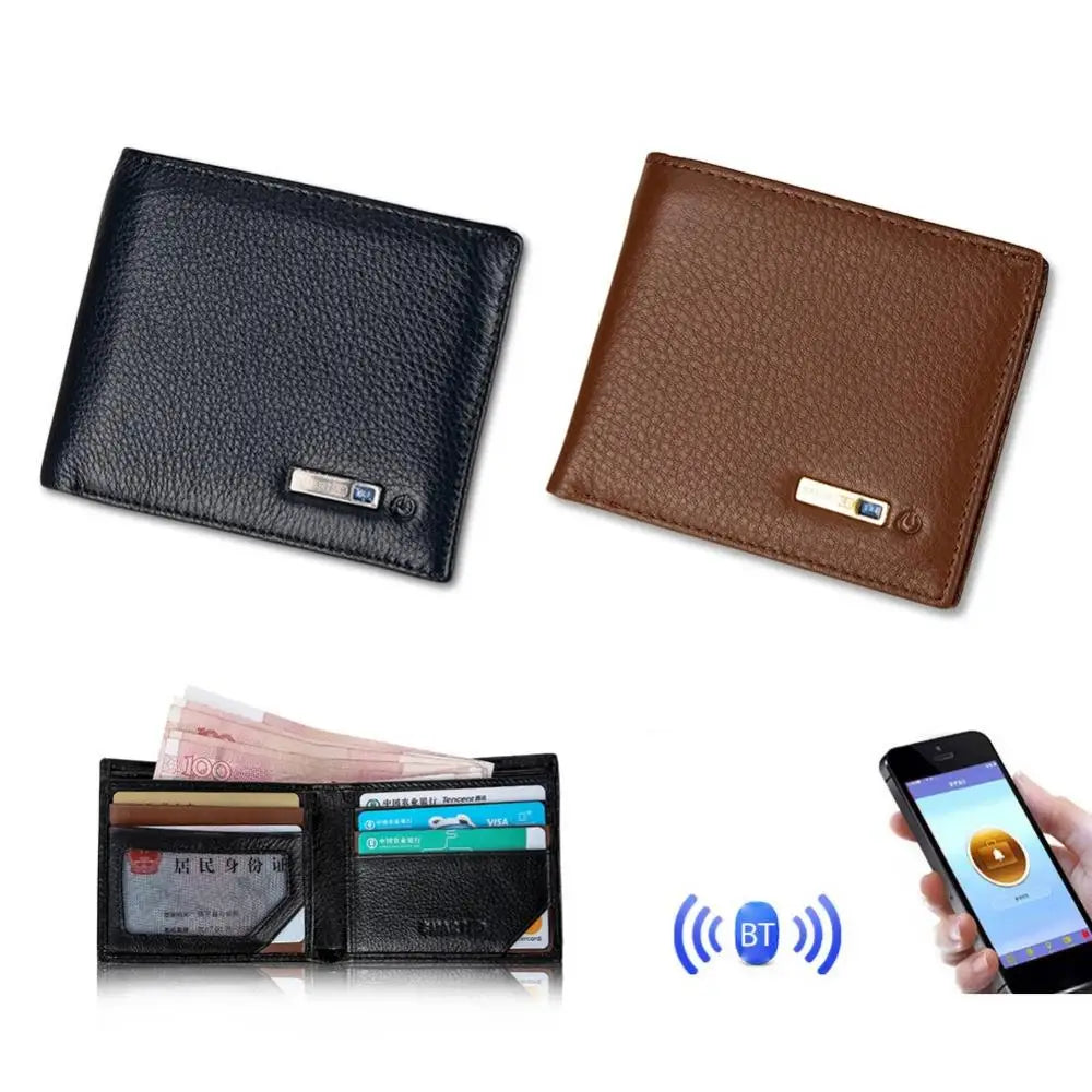 Sequined Men Wallet Smart Faux Leather Bluetooth Wallet Anti-lost GPS Purse