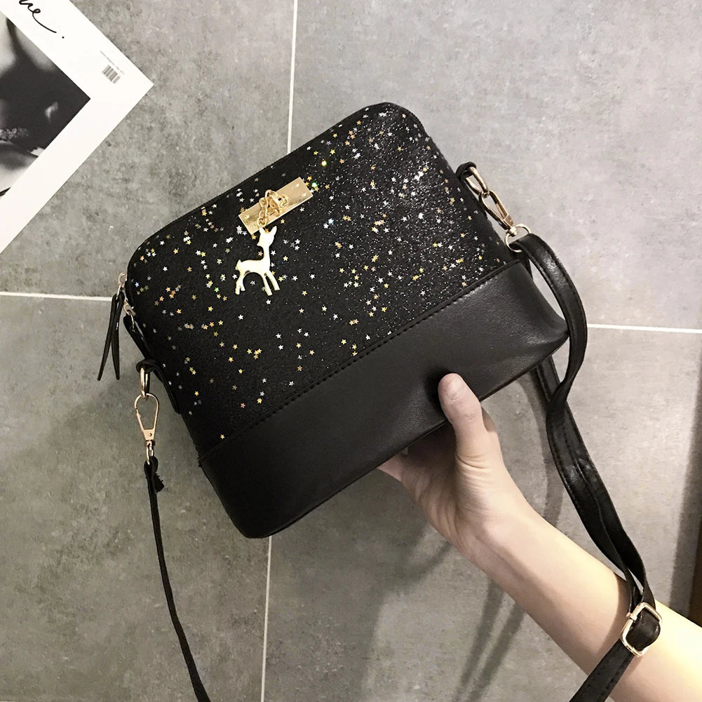 Sequins Tote Bags PU Leather Shell Clutch Bags