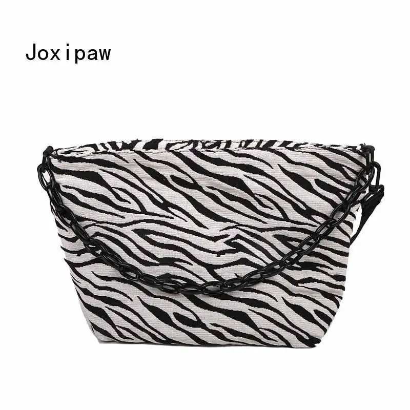 Vintage Striped Chain Crossbody Bag Women Casual Canvas