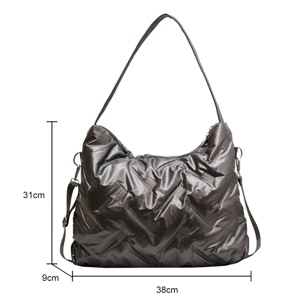 Cotton Padded Shoulder Bag Quilted Crossbody Handbag for Travel