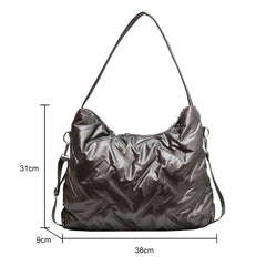 Cotton Padded Shoulder Bag Quilted Crossbody Handbag for Travel