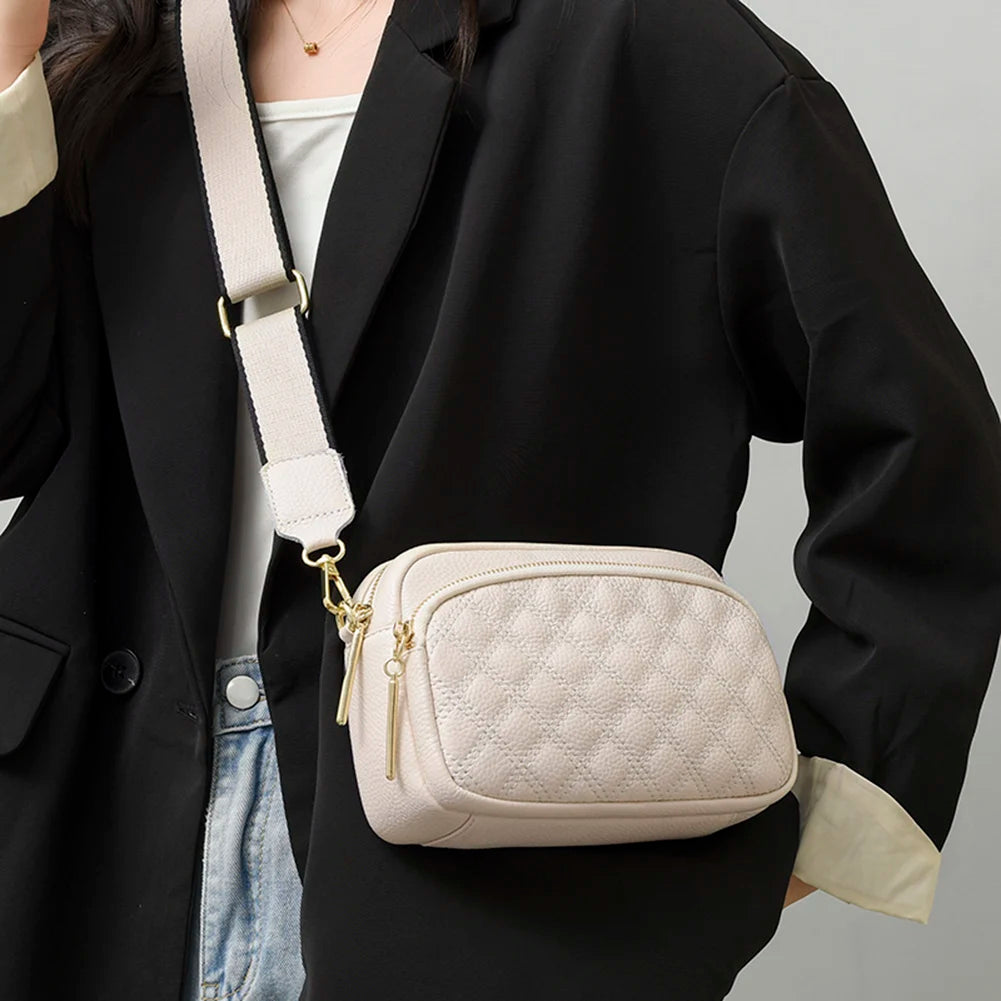 Cowhide Leather Shoulder Bag Multi-layer Pocket