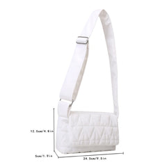 Quilted Rhombus Shoulder Tote Bag, Wide Strap, Cotton Padded