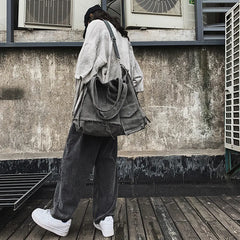 Shoulder Bag Unisex Literary Handbag Street Women Students Large Capacity Bag