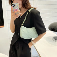 Casual Corduroy Shoulder Bag Crossbody Solid Handbag