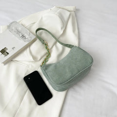 Casual Corduroy Shoulder Bag Crossbody Solid Handbag