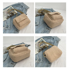 Lamb Wool Chain Crossbody Messenger Bag for Travel Shopping
