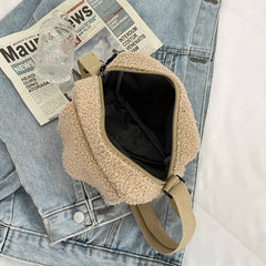 Lamb Wool Chain Crossbody Messenger Bag for Travel Shopping