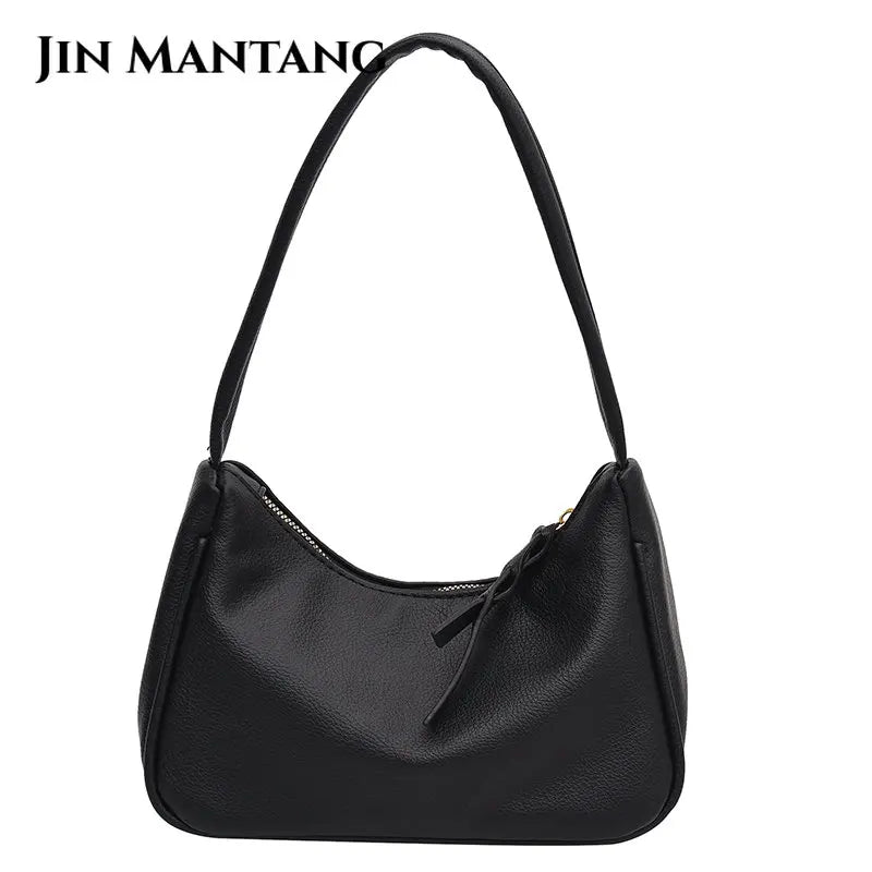 Shoulder Bags for Women Solid PU Leather Lock Handbags Small Purse
