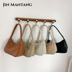 Shoulder Bags for Women Solid PU Leather Lock Handbags Small Purse