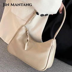 Shoulder Bags for Women Solid PU Leather Lock Handbags Small Purse