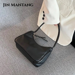Shoulder Bags for Women Solid PU Leather Lock Handbags Small Purse