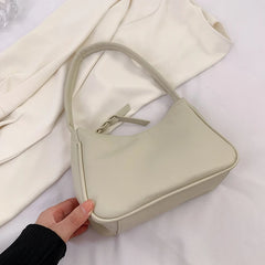 Shoulder Bags for Women Solid PU Leather Lock Handbags Small Purse
