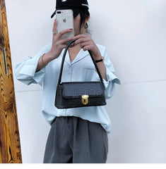 Shoulder Handbag Crocodile Pattern Female Tote Hasp Closure