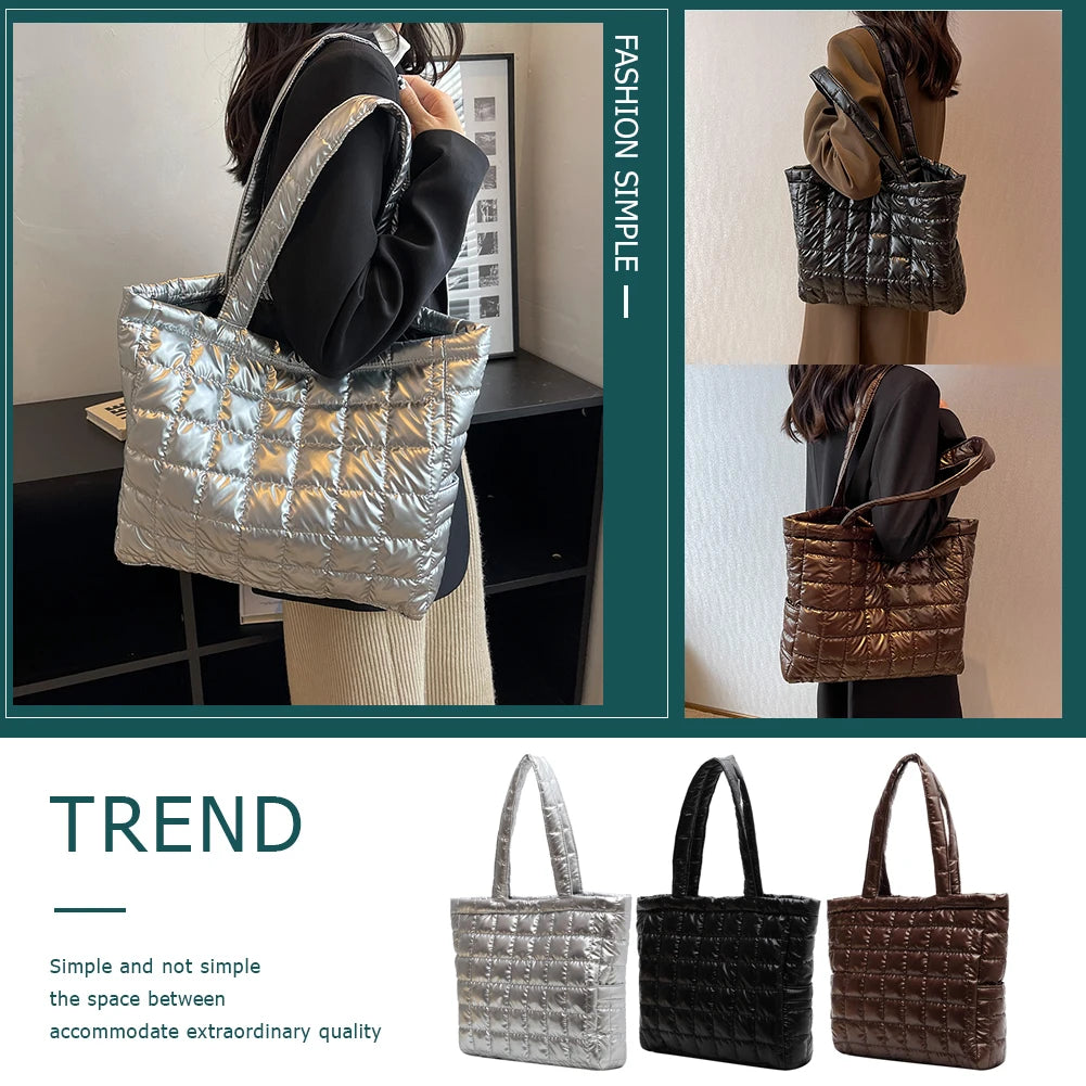 Nylon Shoulder Handbag for Women Large Capacity Solid Color