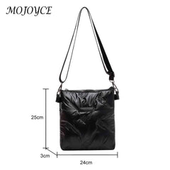 Quilted Cotton Padded Crossbody Handbag Solid Hand Bags Women Zipper