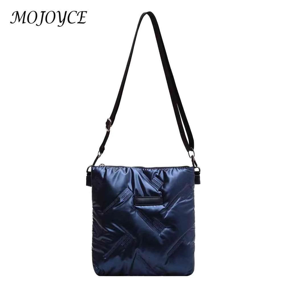 Quilted Cotton Padded Crossbody Handbag Solid Hand Bags Women Zipper