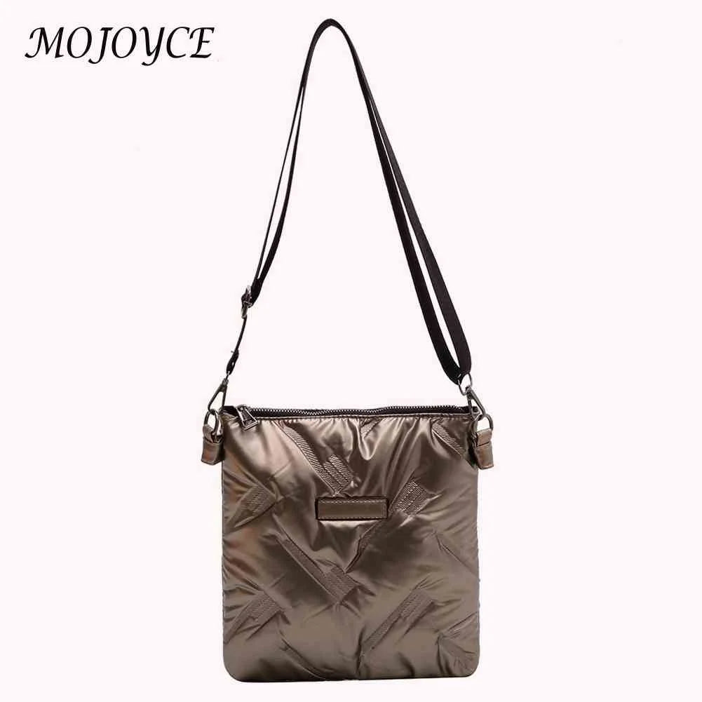 Quilted Cotton Padded Crossbody Handbag Solid Hand Bags Women Zipper