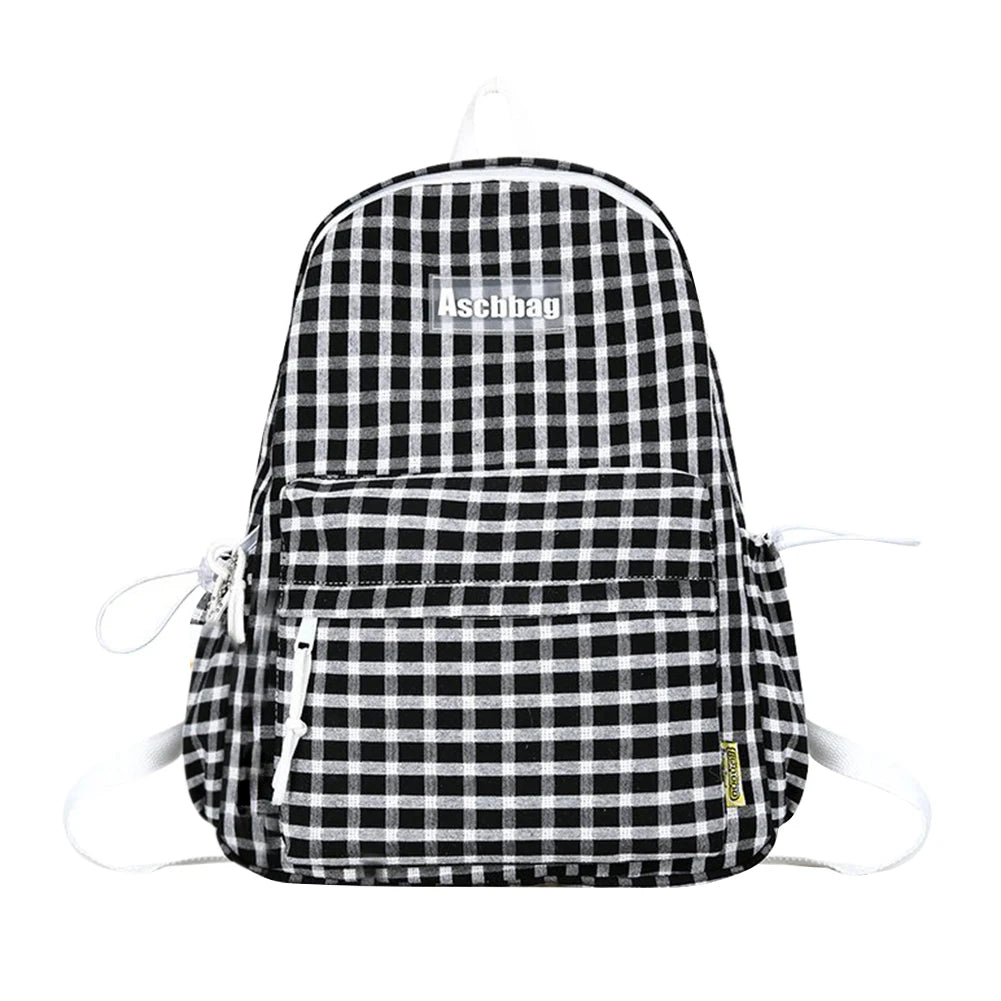Plaid Backpack Fresh Laptop Bookbag College Schoolbag