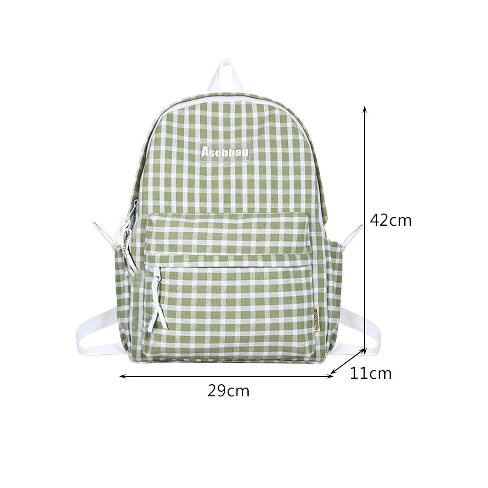 Plaid Backpack Schoolbag Laptop Bookbag for Teenagers Girls Boys