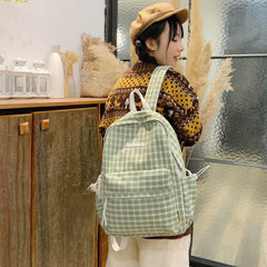 Plaid Backpack Fresh Laptop Bookbag College Schoolbag