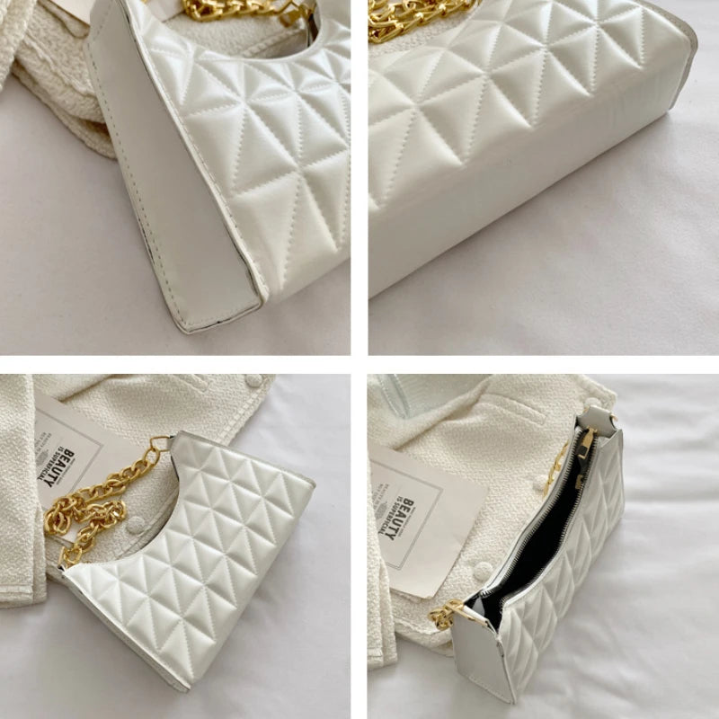 Plaid PU Leather Underarm Shoulder Bag for Women