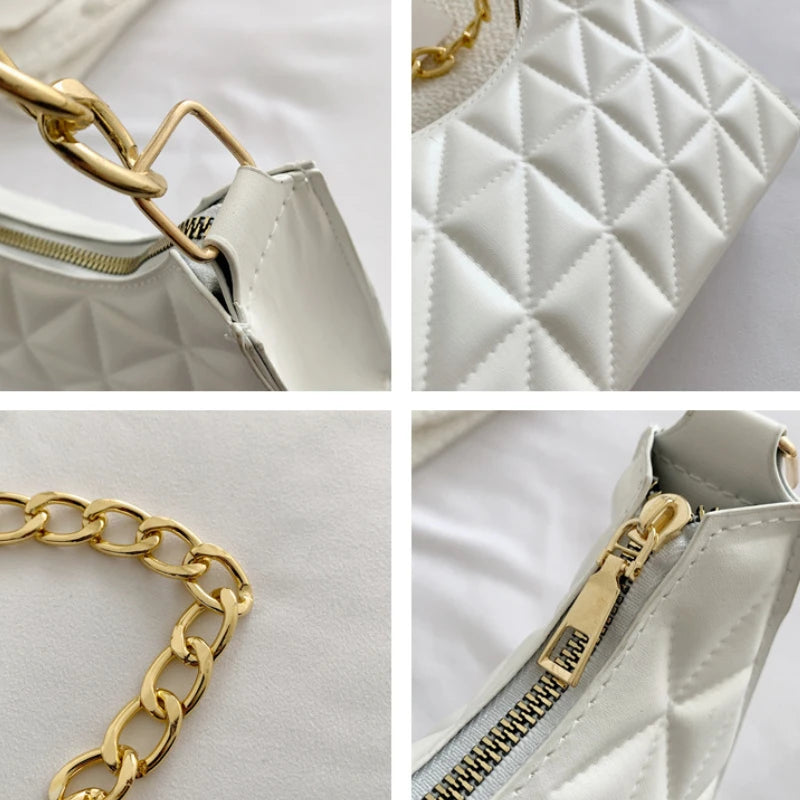 Plaid PU Leather Underarm Shoulder Bag for Women