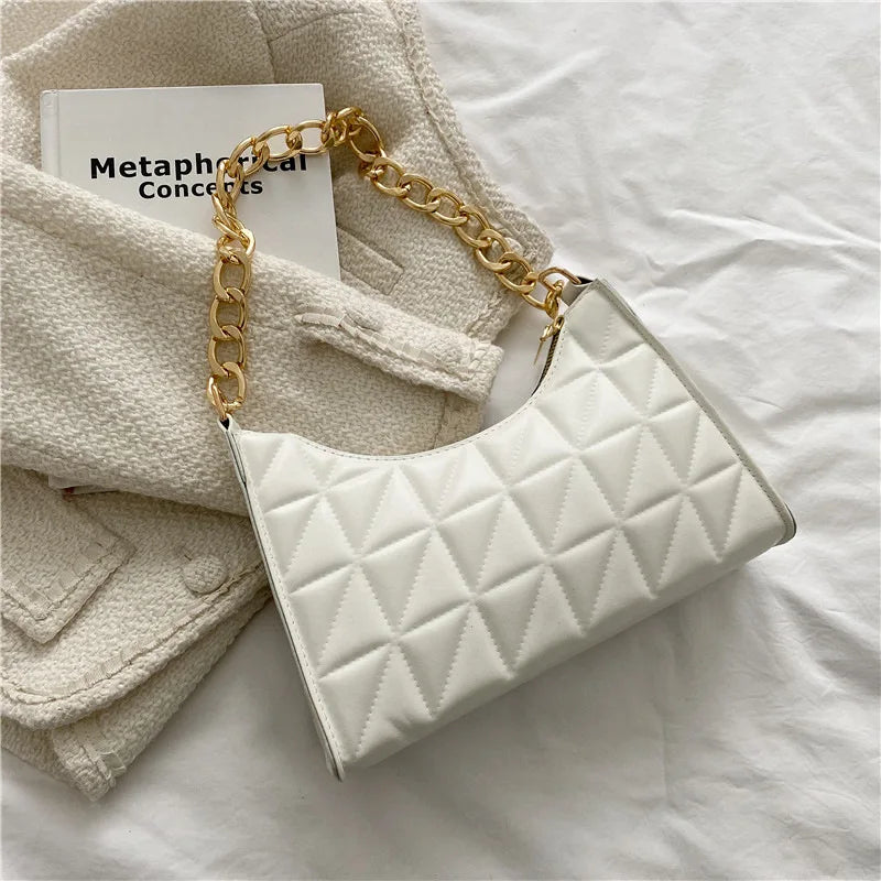 Plaid PU Leather Armpit Handbag for Women