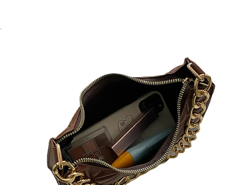 Plaid PU Leather Armpit Handbag for Women