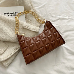 Plaid PU Leather Armpit Handbag for Women