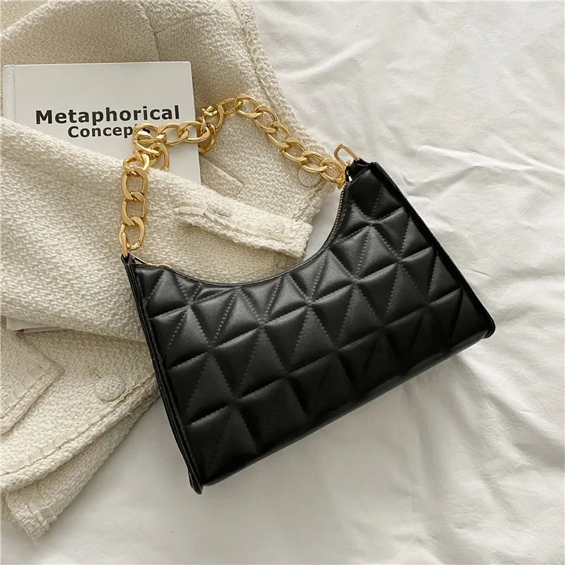 Plaid PU Leather Armpit Handbag for Women