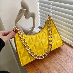Plaid Pu Leather Armpit Handbag Female Pouch Hobo Bag