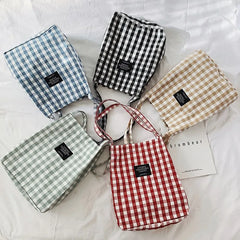 Plaid Shoulder Bag Women Canvas Handbag