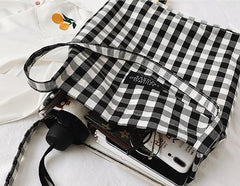 Plaid Shoulder Bag Women Canvas Handbag