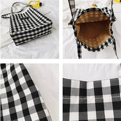 Plaid Shoulder Bag Women Canvas Handbag