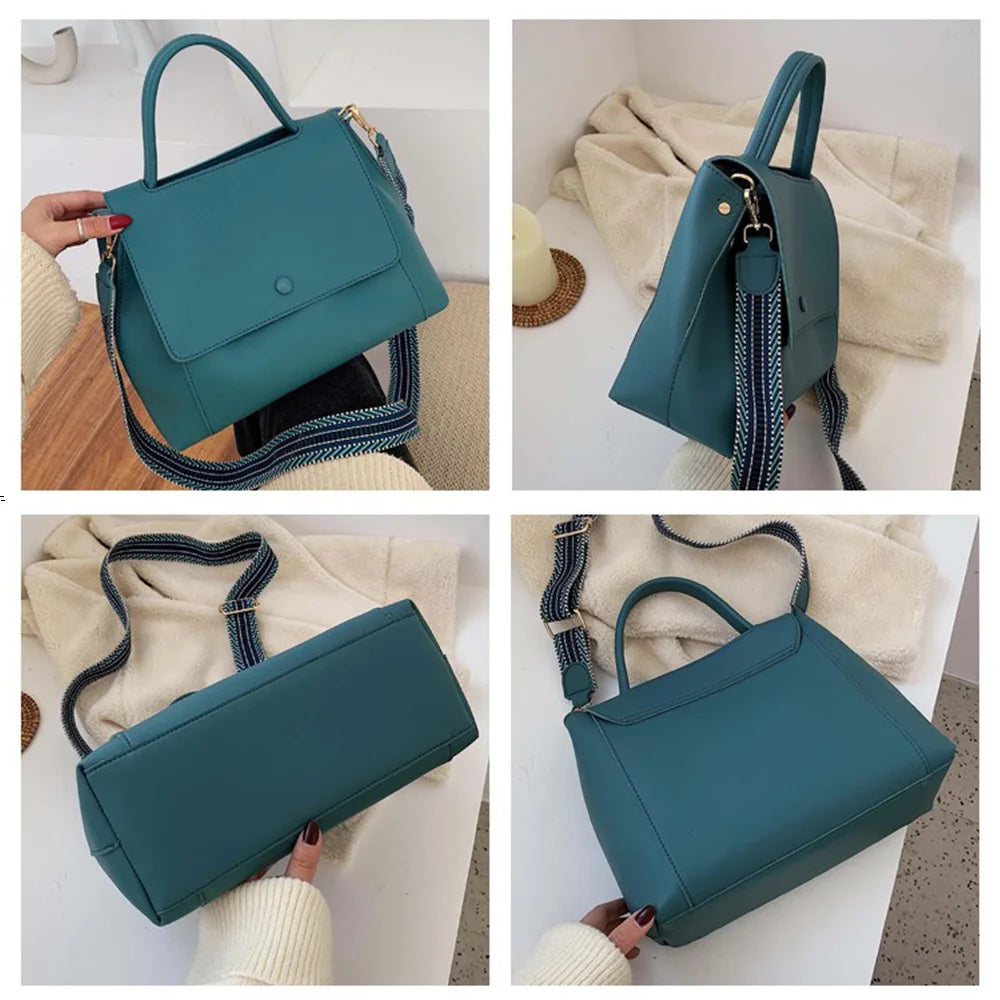 PU Leather Crossbody Bag For Women Solid Shoulder Messenger Bag Lady