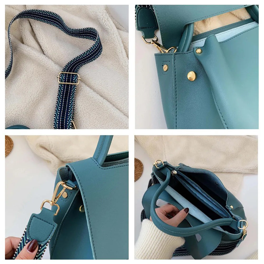 PU Leather Crossbody Bag For Women Solid Shoulder Messenger Bag Lady